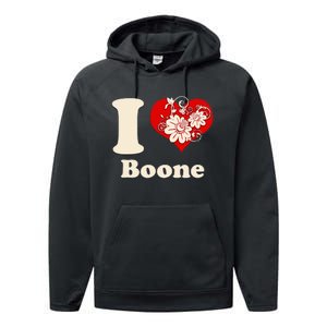 I Heart Boone North Carolina Floral Performance Fleece Hoodie