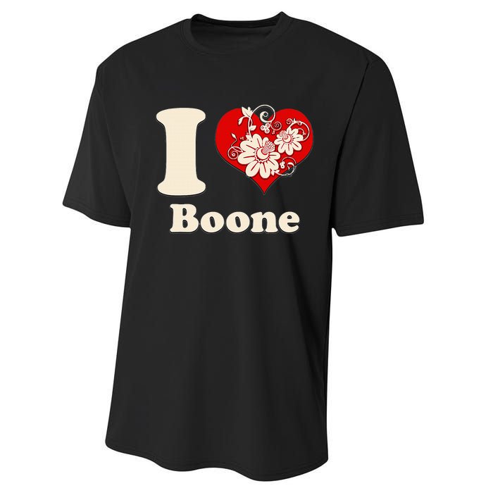 I Heart Boone North Carolina Floral Performance Sprint T-Shirt