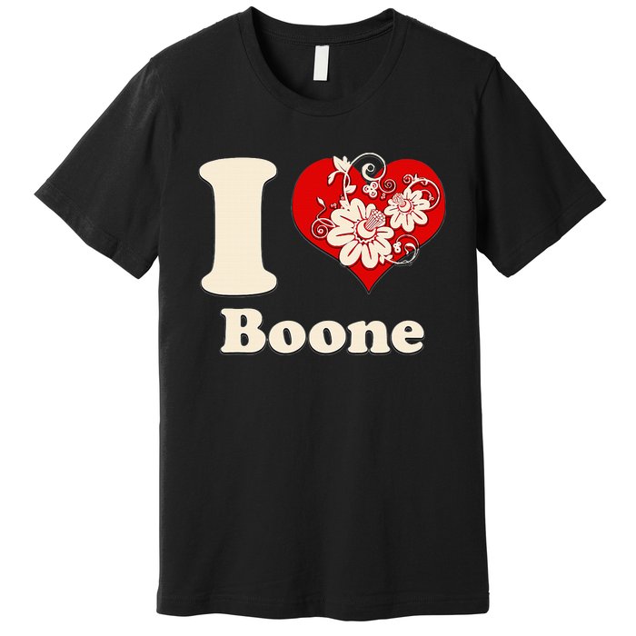 I Heart Boone North Carolina Floral Premium T-Shirt