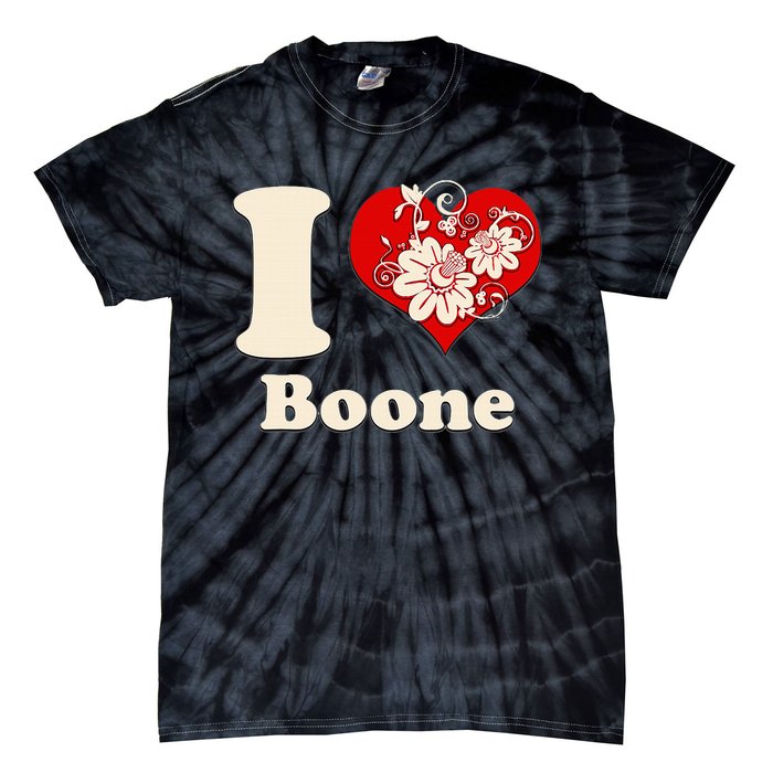 I Heart Boone North Carolina Floral Tie-Dye T-Shirt