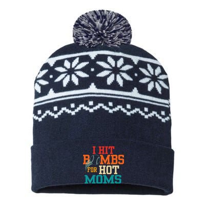 I Hit Bombs For Hot Moms USA-Made Snowflake Beanie