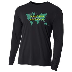 I HavenT Been Everywhere But ItS On My List Map Cooling Performance Long Sleeve Crew