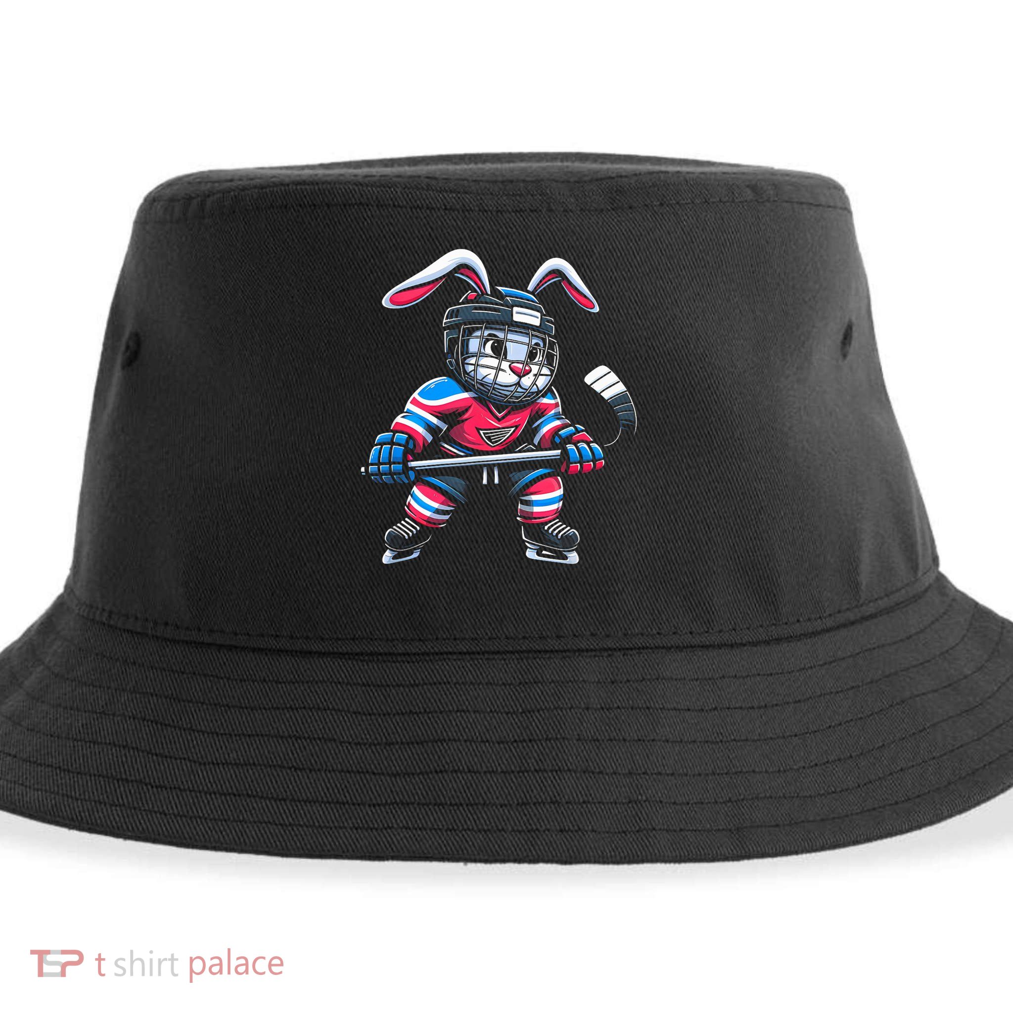Ice Hockey Bunny Easter Rabbit Hockey Cool Tee Gift Sustainable Bucket Hat