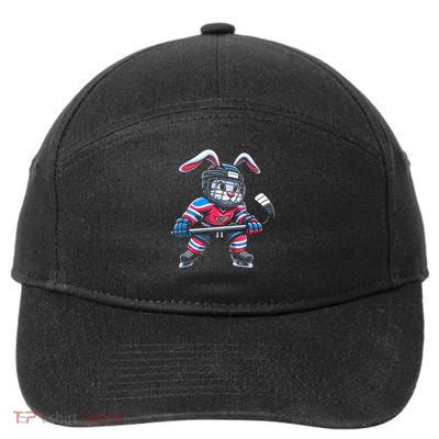 Ice Hockey Bunny Easter Rabbit Hockey Cool Tee Gift 7-Panel Snapback Hat