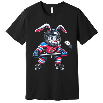 Ice Hockey Bunny Easter Rabbit Hockey Cool Tee Gift Premium T-Shirt