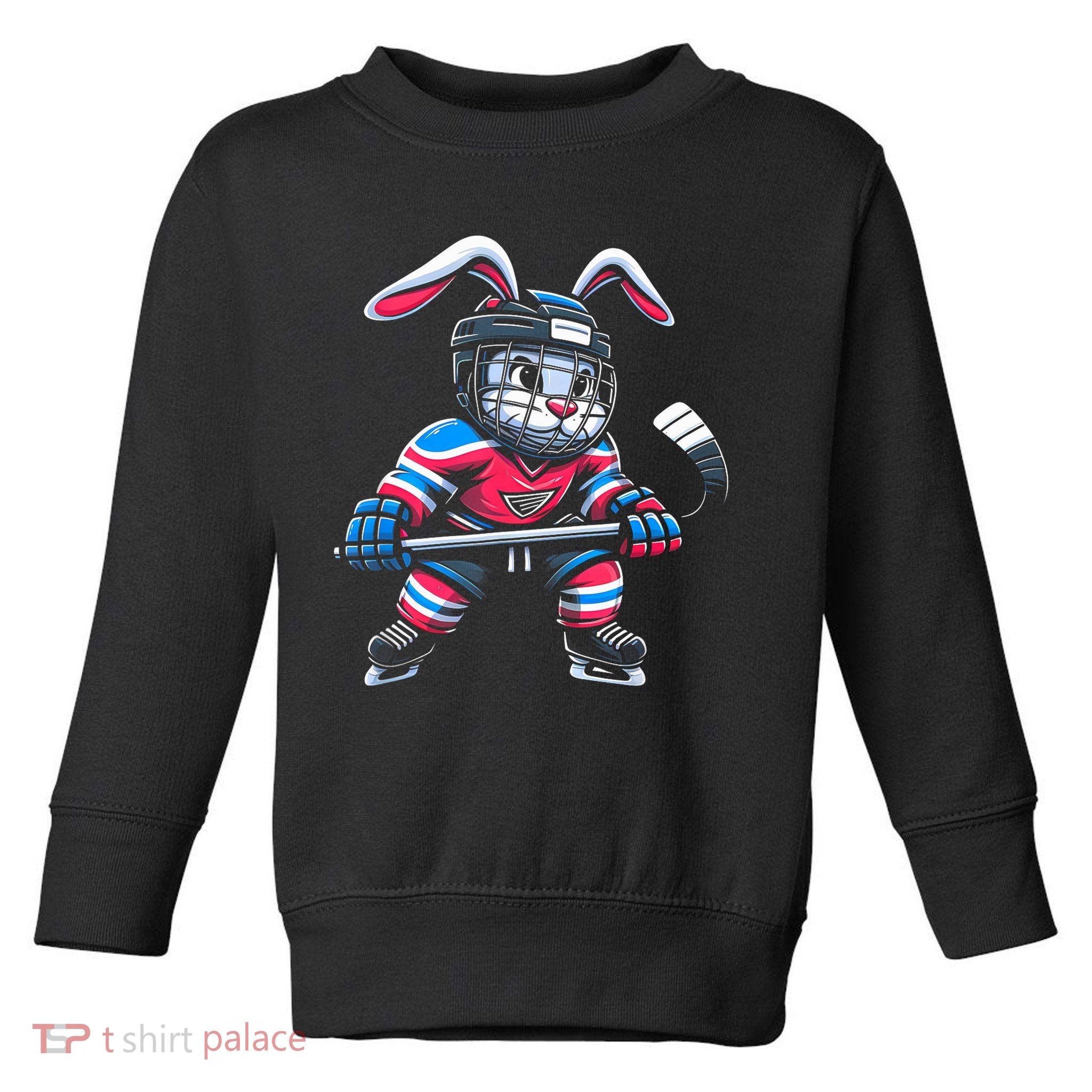 Ice Hockey Bunny Easter Rabbit Hockey Cool Tee Gift Toddler Sweatshirt