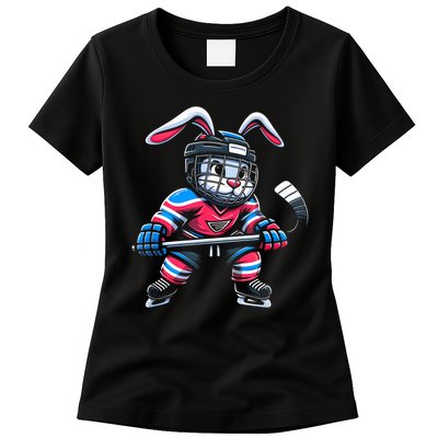 Ice Hockey Bunny Easter Rabbit Hockey Cool Tee Gift Womens T-Shirt