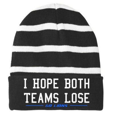 I Hope Both Teams Lose Striped Beanie with Solid Band