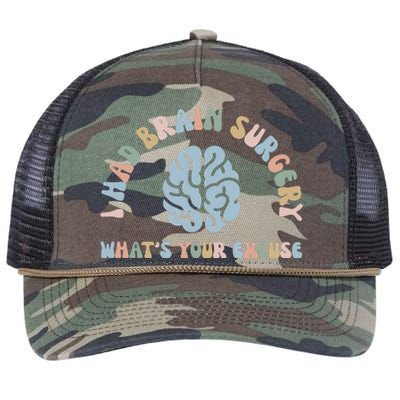 I Had Brain Surgery Whats Your Excuse Brain Cancer Support Retro Rope Trucker Hat Cap