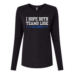 I Hope Both Teams Lose Go Lions Funny Sports Womens Cotton Relaxed Long Sleeve T-Shirt