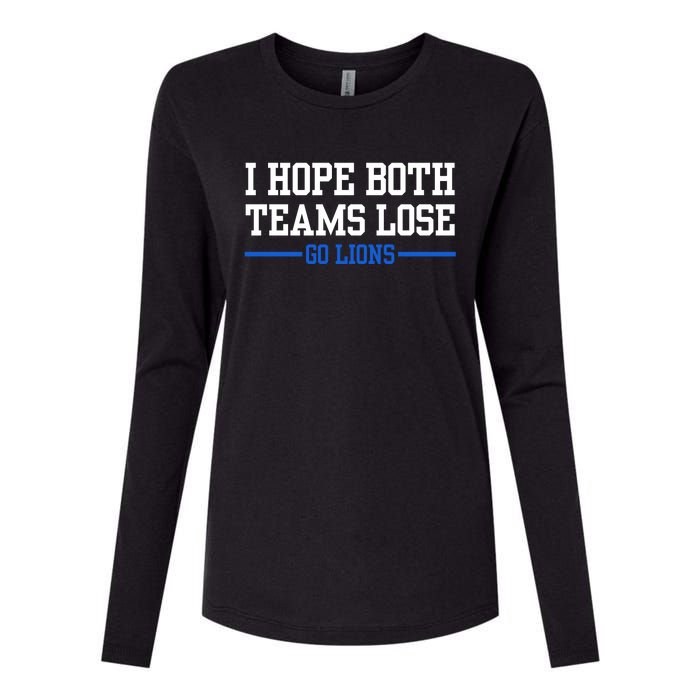 I Hope Both Teams Lose Go Lions Funny Sports Womens Cotton Relaxed Long Sleeve T-Shirt