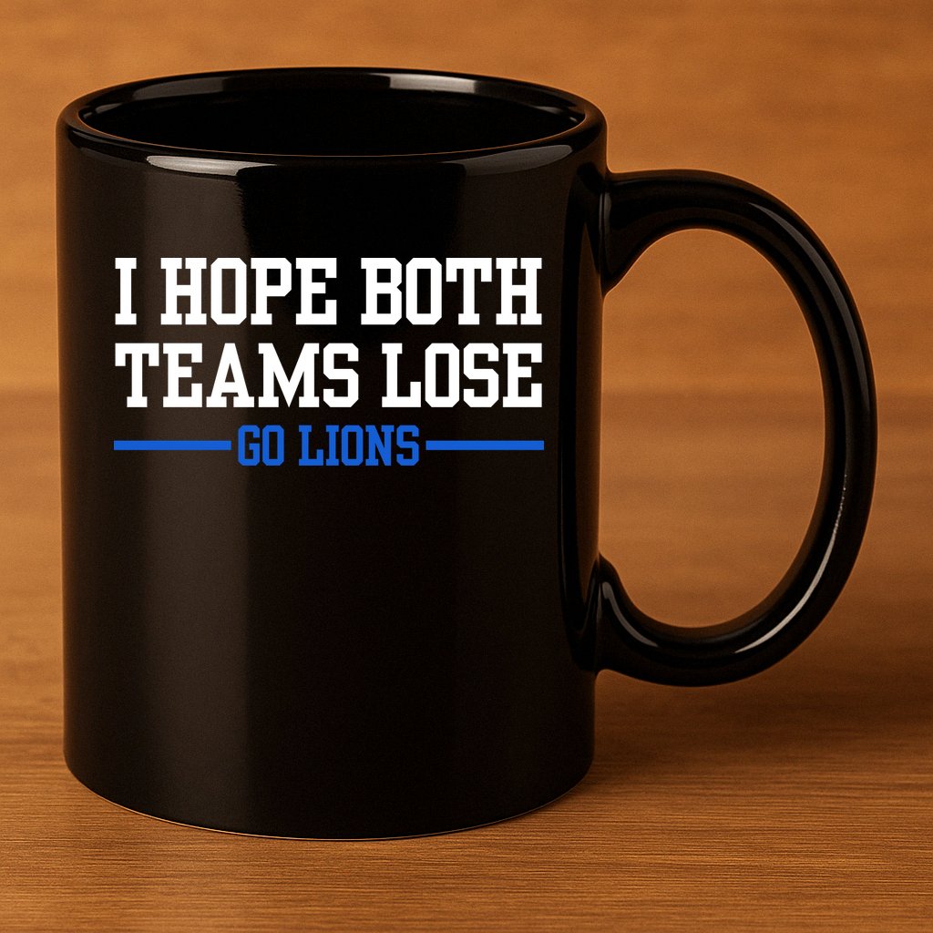 I Hope Both Teams Lose Go Lions Funny Sports 11oz C Handle Ceramic Mug