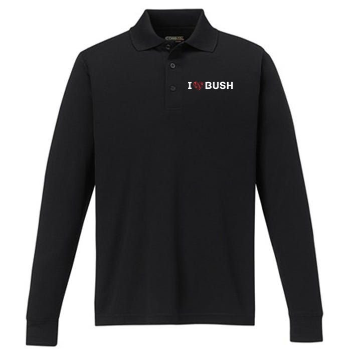 I Heart Bush Awesome I Love Bush Performance Long Sleeve Polo