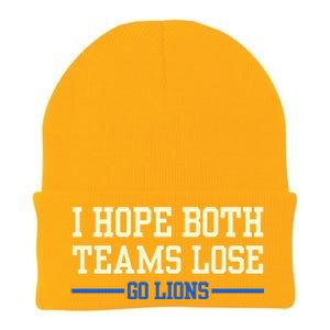 I Hope Both Teams Lose Go Lions Funny Sports Knit Cap Winter Beanie