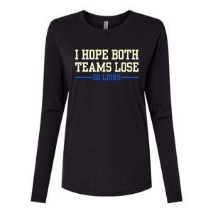 I Hope Both Teams Lose Go Lions Funny Sports Womens Cotton Relaxed Long Sleeve T-Shirt