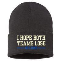 I Hope Both Teams Lose Go Lions Funny Sports Sustainable Knit Beanie