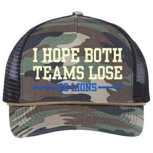 I Hope Both Teams Lose Go Lions Funny Sports Retro Rope Trucker Hat Cap