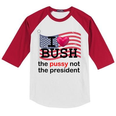 I Heart Bush The Pussy Not The President Kids Colorblock Raglan Jersey