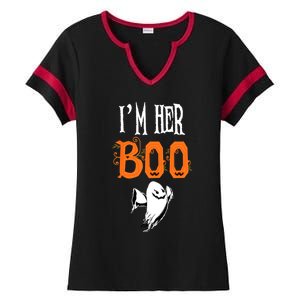 IM Her Boo IM His Witch Funny Couples Matching Halloween Gift Ladies Halftime Notch Neck Tee