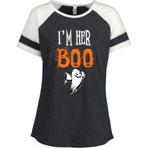 IM Her Boo IM His Witch Funny Couples Matching Halloween Gift Enza Ladies Jersey Colorblock Tee