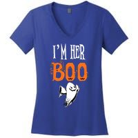 IM Her Boo IM His Witch Funny Couples Matching Halloween Gift Women's V-Neck T-Shirt