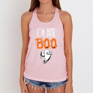 IM Her Boo IM His Witch Funny Couples Matching Halloween Gift Women's Knotted Racerback Tank