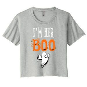 IM Her Boo IM His Witch Funny Couples Matching Halloween Gift Women's Crop Top Tee