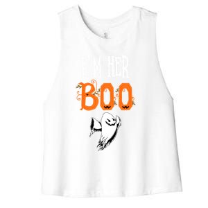 IM Her Boo IM His Witch Funny Couples Matching Halloween Gift Women's Racerback Cropped Tank