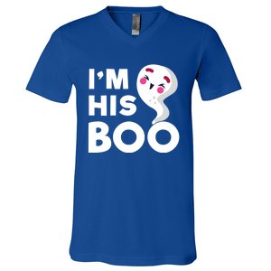 IM His Boo Halloween Ghost Couples Matching Meaningful Gift V-Neck T-Shirt