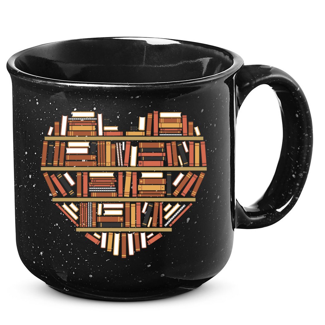 I Heart Books I Love Books Gift 15oz Campfire Ceramic Mug