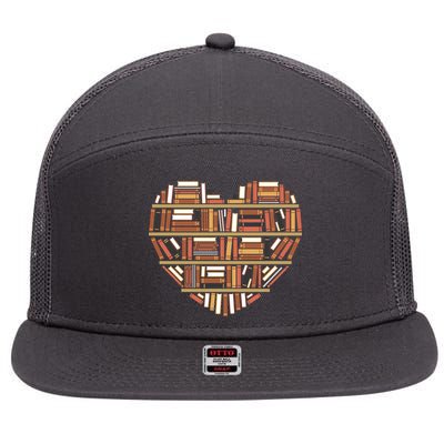 I Heart Books I Love Books Gift 7 Panel Mesh Trucker Snapback Hat