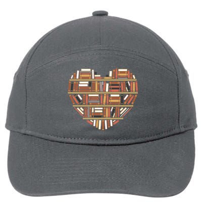 I Heart Books I Love Books Gift 7-Panel Snapback Hat