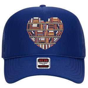 I Heart Books I Love Books Gift High Crown Mesh Back Trucker Hat