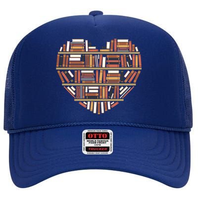 I Heart Books I Love Books Gift High Crown Mesh Back Trucker Hat