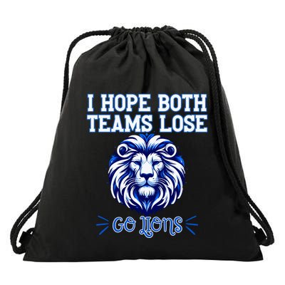 I Hope Both Teams Lose Go Lion Drawstring Bag