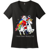 I Have Been Missing Out Santa Riding Unicorn Women's V-Neck T-Shirt