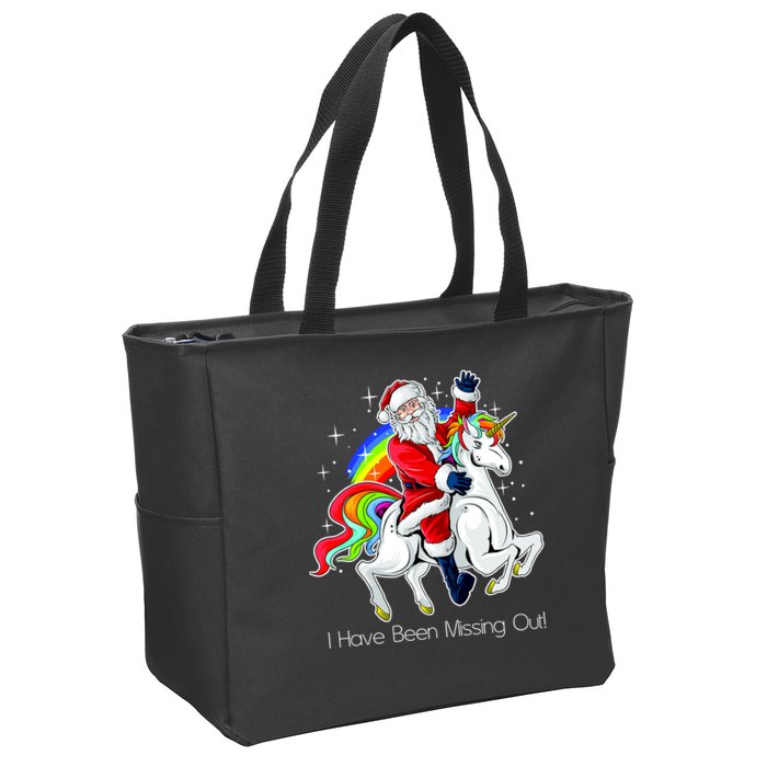 I Have Been Missing Out Santa Riding Unicorn Zip Tote Bag
