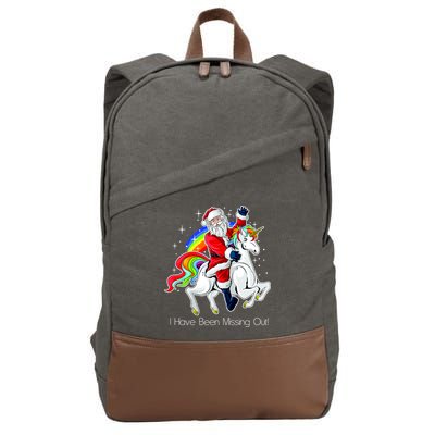 I Have Been Missing Out Santa Riding Unicorn Cotton Canvas Backpack