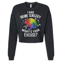 I Had Brain Surgery What's Your Excuse Brain Tumor Cropped Pullover Crew