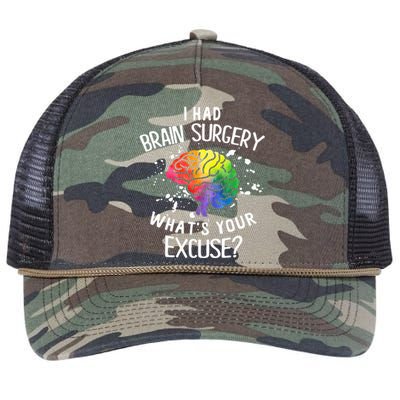 I Had Brain Surgery What's Your Excuse Brain Tumor Retro Rope Trucker Hat Cap