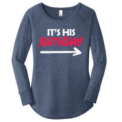 Its His Birthday Funny Boyfriend Bday Party Matching Quote Women's Perfect Tri Tunic Long Sleeve Shirt