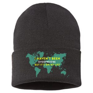 I HavenT Been Everywhere But ItS On My List Map Sustainable Knit Beanie