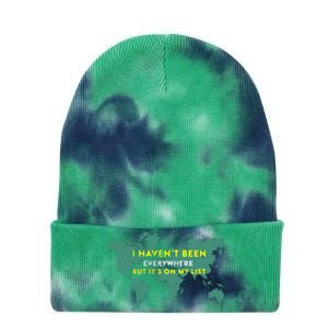 I HavenT Been Everywhere But ItS On My List Map Tie Dye 12in Knit Beanie