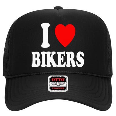 I Heart Bikers Sexy Hot Attraction Motorcycle High Crown Mesh Back Trucker Hat