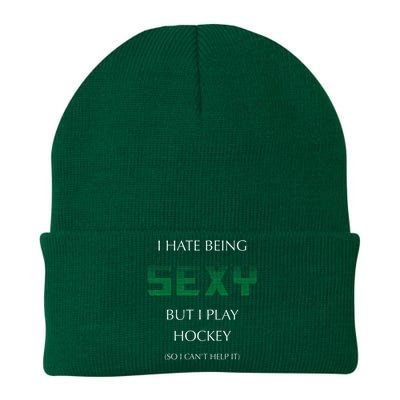 I Hate Being Sexy But I Play Hockey Funny Sport Game Knit Cap Winter Beanie