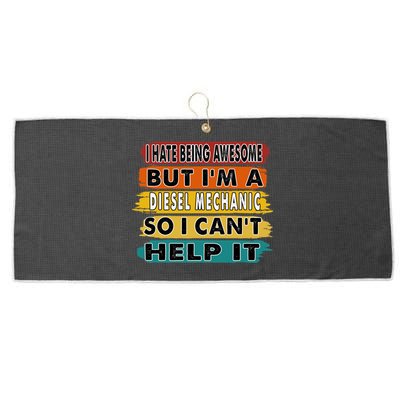 I Hate Being Awesome But I'm A Diesel Mechanic Gift Large Microfiber Waffle Golf Towel