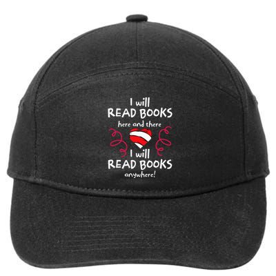 I Heart Books. Book Lovers. Read More Books. Readers. 7-Panel Snapback Hat