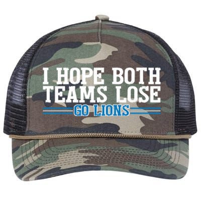 I Hope Both Teams Lose Go Lion Retro Rope Trucker Hat Cap