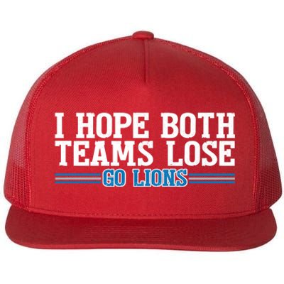 I Hope Both Teams Lose Go Lion Flat Bill Trucker Hat