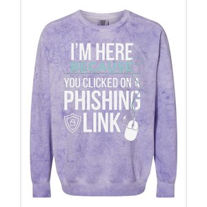 IM Here Because You Clicked On Phishing Link Cyber Security Colorblast Crewneck Sweatshirt